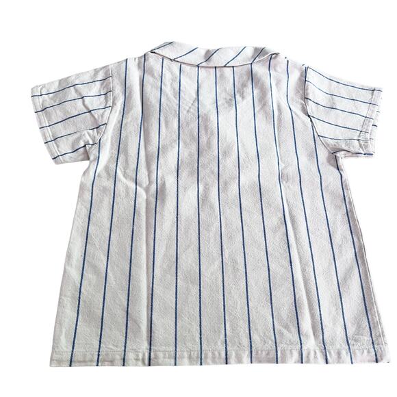 Fin & Vince Sailor Shirt Blue Stripe Linen blend size 6-12 months - Picture 4 of 9